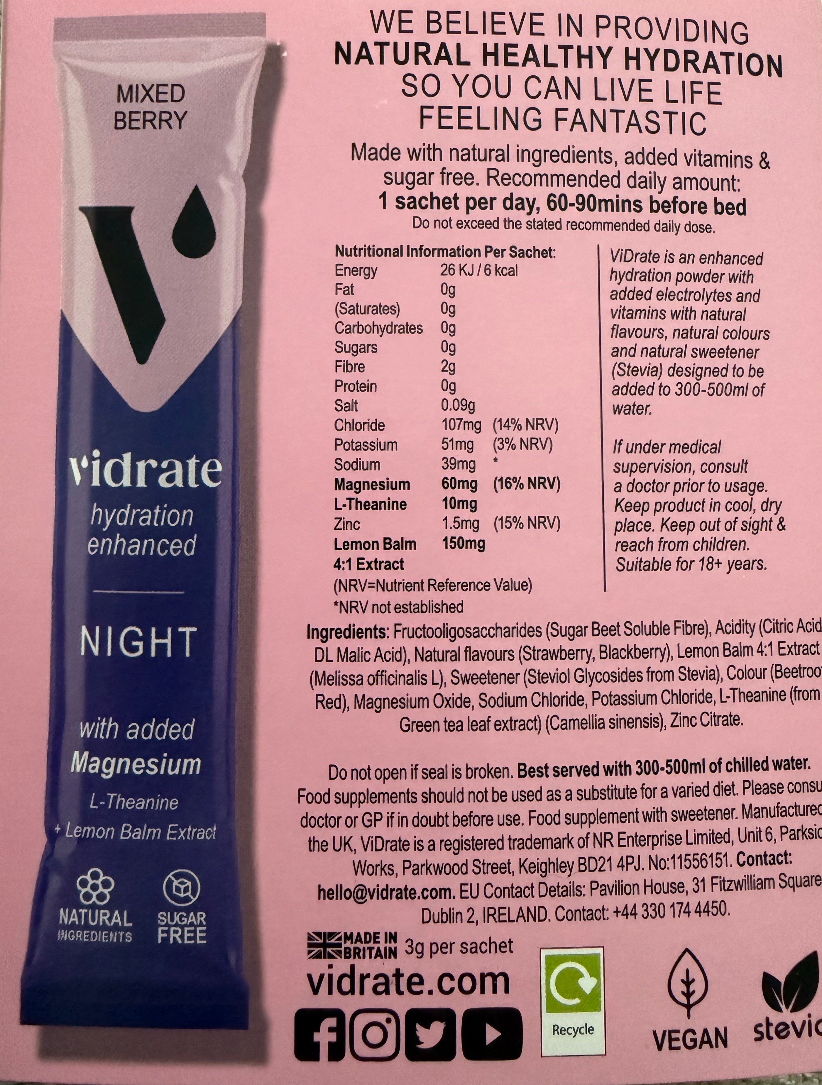 Vidrate 10 Pack - Mixed Berry - Night